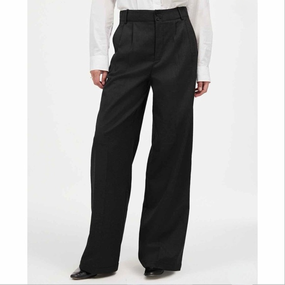 Madewell The Petite Harlow Wide-Leg Trouser in Brushed Twill Dark Grey Size 10P